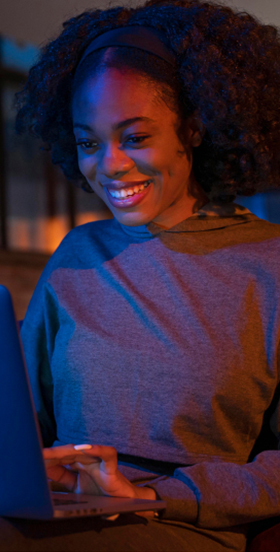 Woman working on laptop
